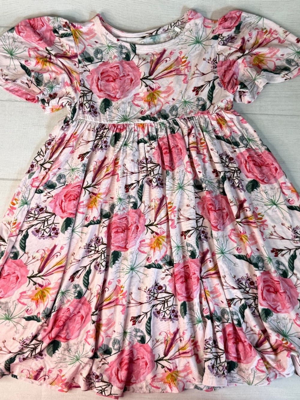 Charming Mary Pink Floral Bamboo Flutter Dress- Size 4T